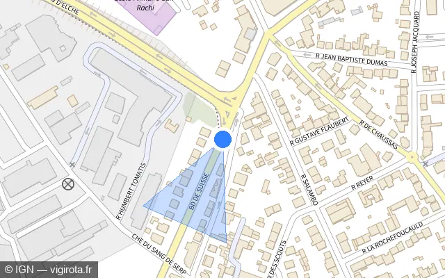 Vue plan de l'emplacement du radar de feu rouge à Toulouse