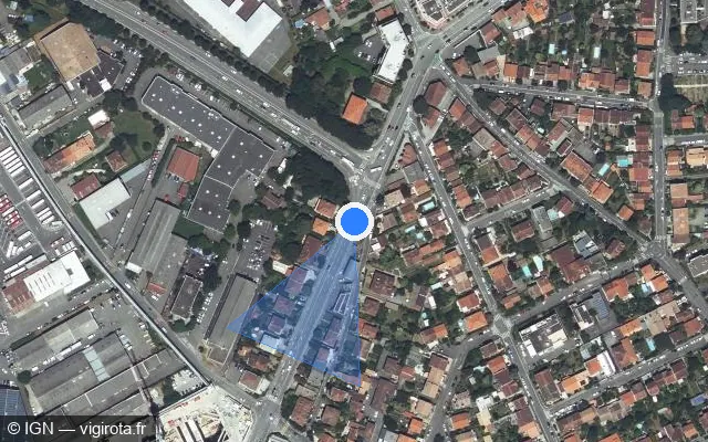 Vue satellite de l'emplacement du radar de feu rouge à Toulouse