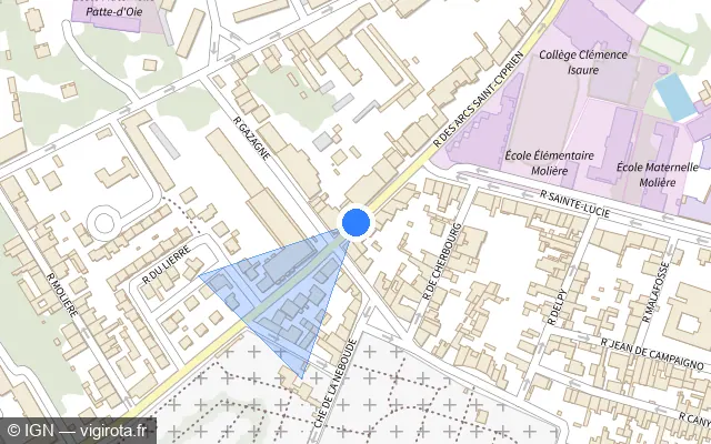 Vue plan de l'emplacement du radar de feu rouge à Toulouse