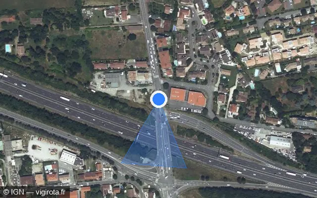 Vue satellite de l'emplacement du radar de feu rouge à Launaguet