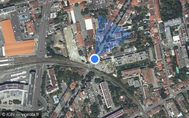 Vue satellite de l'emplacement du radar de passage à niveau à Toulouse