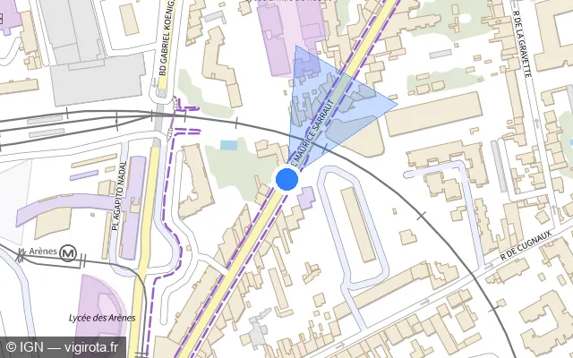 Vue plan de l'emplacement du radar de passage à niveau à Toulouse