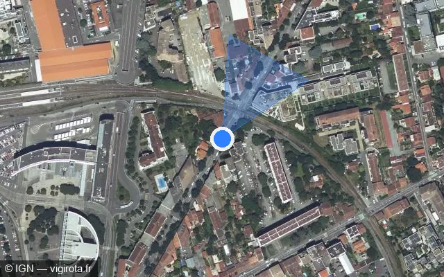 Vue satellite de l'emplacement du radar de passage à niveau à Toulouse