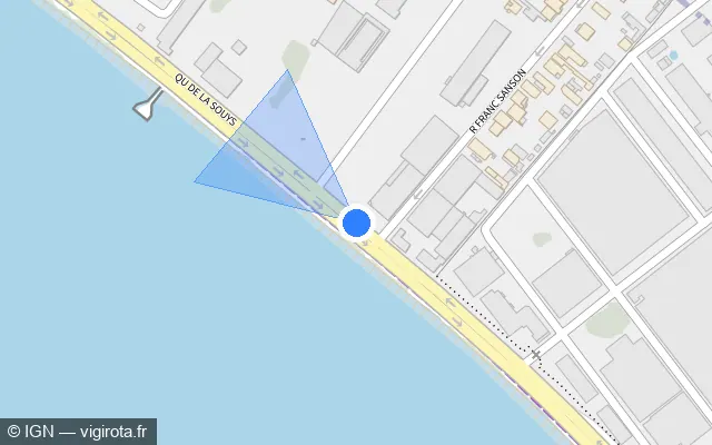 Vue plan de l'emplacement du radar de feu rouge à Floirac
