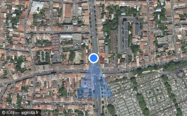 Vue satellite de l'emplacement du radar de feu rouge à Bordeaux