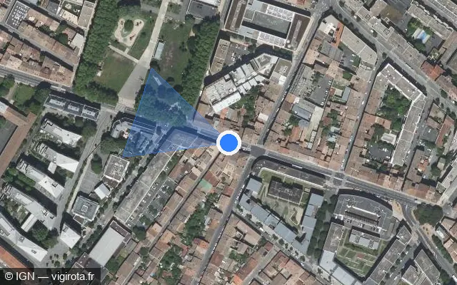 Vue satellite de l'emplacement du radar de feu rouge à Bègles