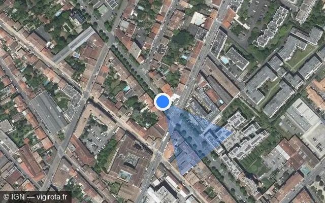 Vue satellite de l'emplacement du radar de feu rouge à Bordeaux