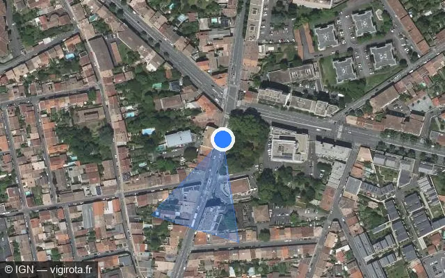 Vue satellite de l'emplacement du radar de feu rouge à Talence