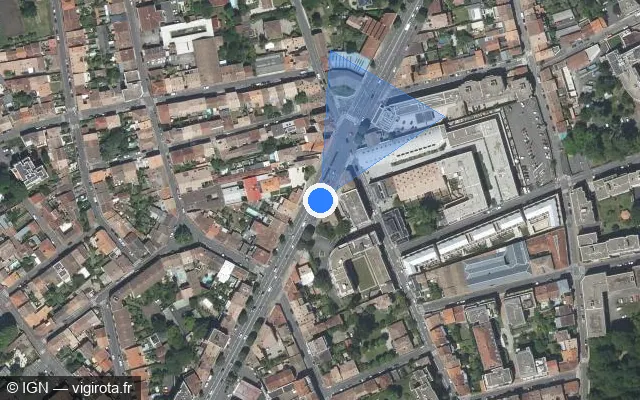 Vue satellite de l'emplacement du radar de feu rouge à Bordeaux
