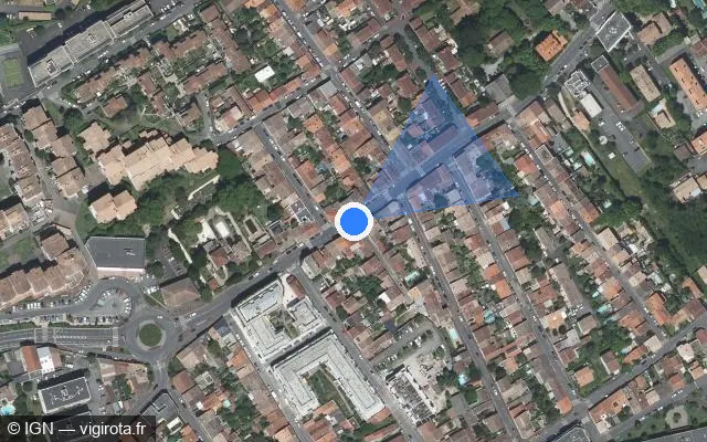Vue satellite de l'emplacement du radar de feu rouge à Talence