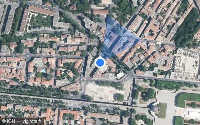 Vue satellite de l'emplacement du radar de feu rouge à Montpellier