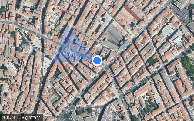 Vue satellite de l'emplacement du radar de feu rouge à Béziers