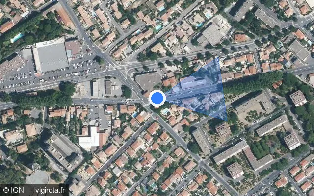 Vue satellite de l'emplacement du radar de feu rouge à Béziers