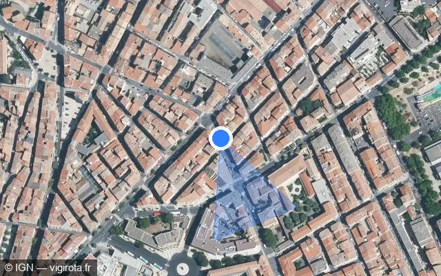 Vue satellite de l'emplacement du radar de feu rouge à Béziers