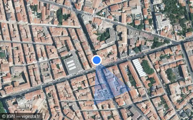 Vue satellite de l'emplacement du radar de feu rouge à Béziers
