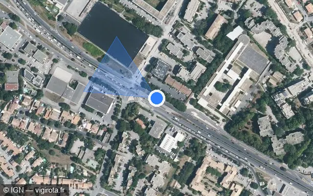 Vue satellite de l'emplacement du radar de feu rouge à Montpellier