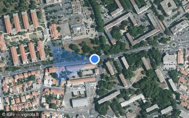 Vue satellite de l'emplacement du radar de feu rouge à Béziers