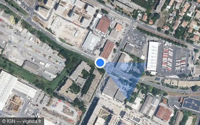 Vue satellite de l'emplacement du radar de feu rouge à Montpellier