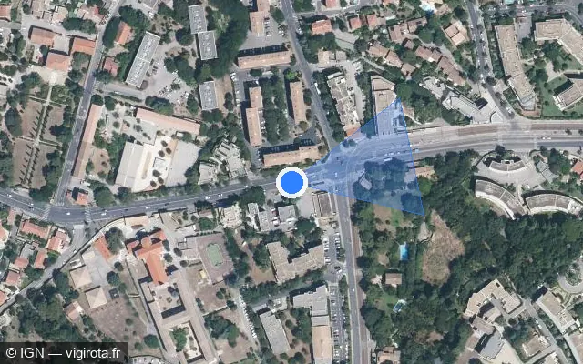 Vue satellite de l'emplacement du radar de feu rouge à Montpellier