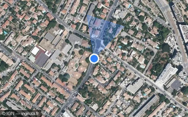 Vue satellite de l'emplacement du radar de feu rouge à Montpellier