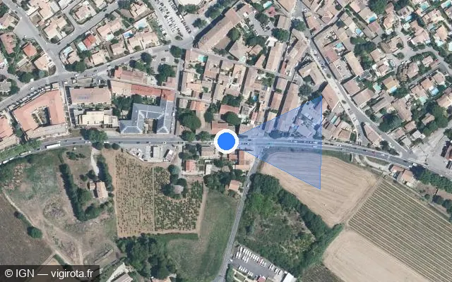 Vue satellite de l'emplacement du radar de feu rouge à Vendargues