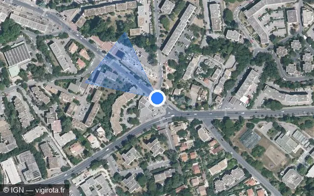 Vue satellite de l'emplacement du radar de feu rouge à Montpellier