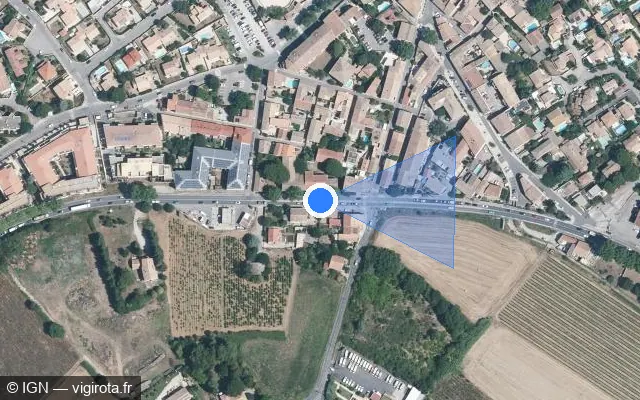 Vue satellite de l'emplacement du radar de feu rouge à Vendargues