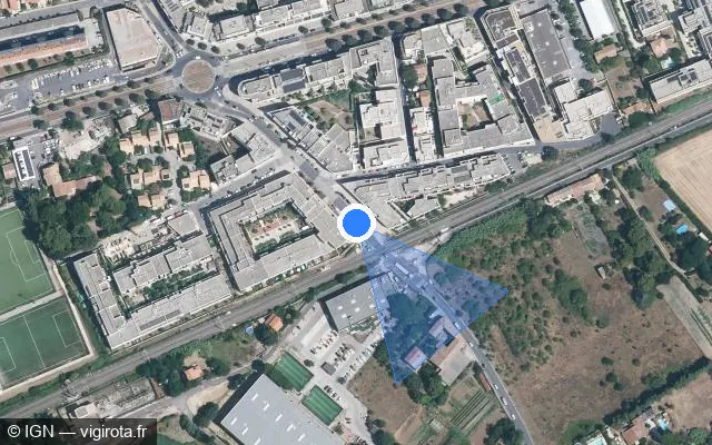 Vue satellite de l'emplacement du radar de passage à niveau à Castelnau-le-Lez