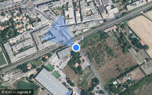 Vue satellite de l'emplacement du radar de passage à niveau à Castelnau-le-Lez