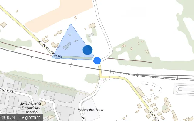 Vue plan de l'emplacement du radar de passage à niveau à Lunel