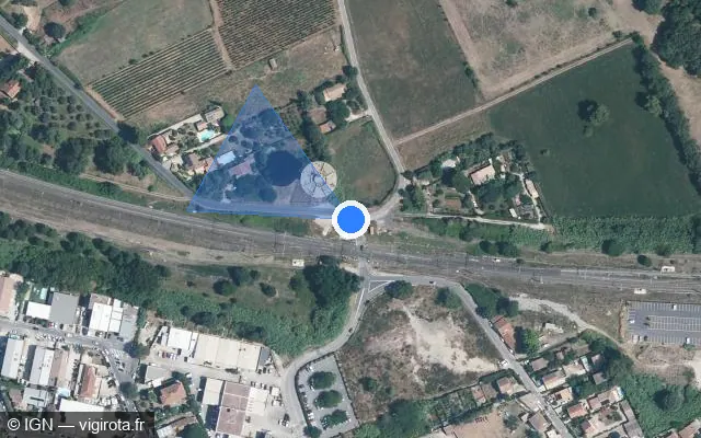 Vue satellite de l'emplacement du radar de passage à niveau à Lunel