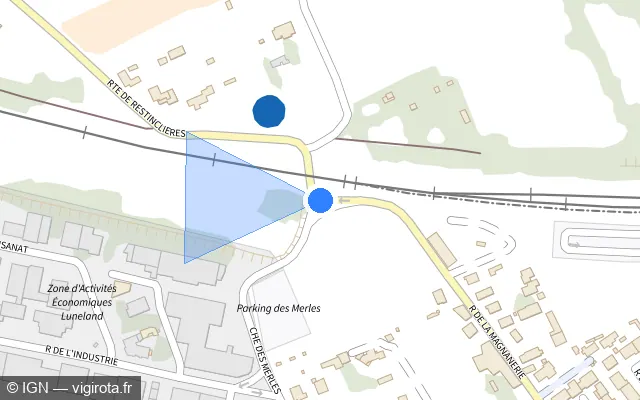 Vue plan de l'emplacement du radar de passage à niveau à Lunel