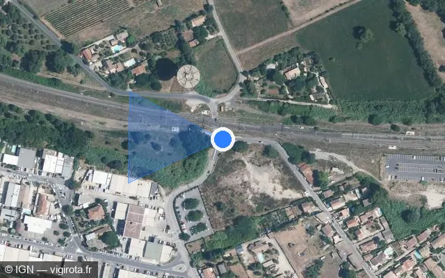 Vue satellite de l'emplacement du radar de passage à niveau à Lunel
