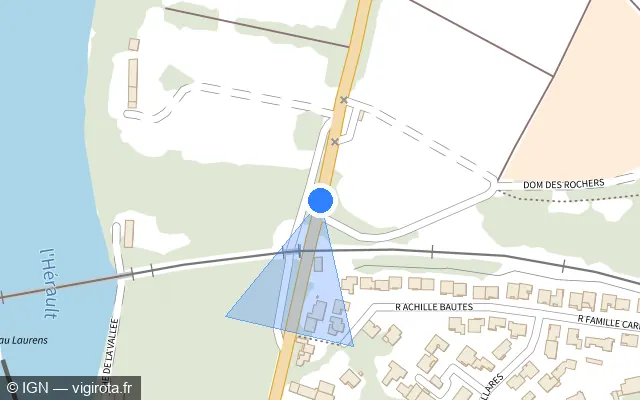 Vue plan de l'emplacement du radar de passage à niveau à Agde