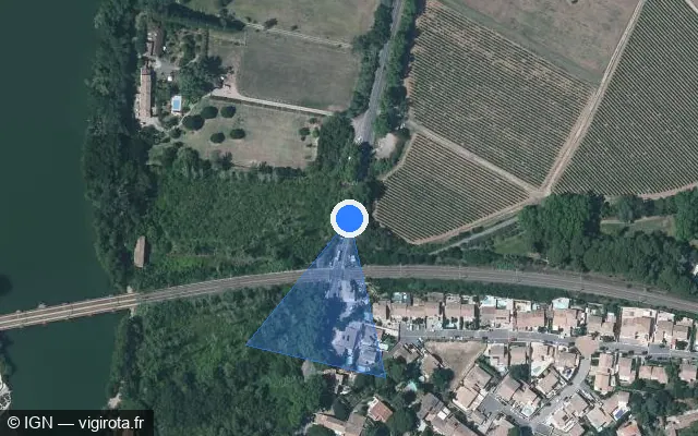 Vue satellite de l'emplacement du radar de passage à niveau à Agde