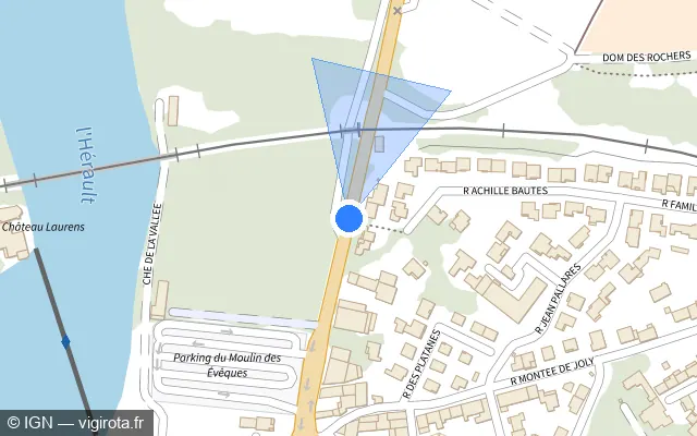 Vue plan de l'emplacement du radar de passage à niveau à Agde