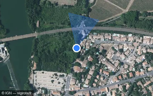 Vue satellite de l'emplacement du radar de passage à niveau à Agde