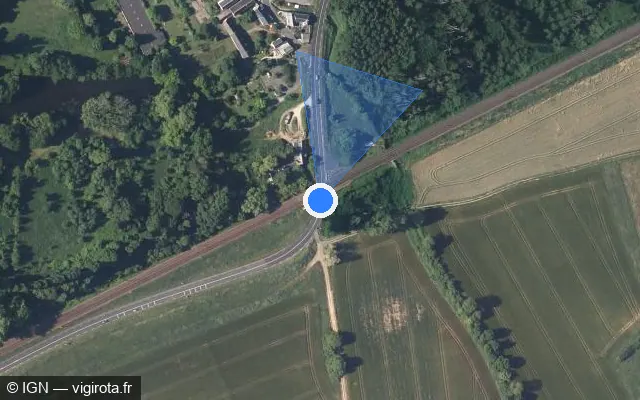 Vue satellite de l'emplacement du radar de passage à niveau à Bréhémont