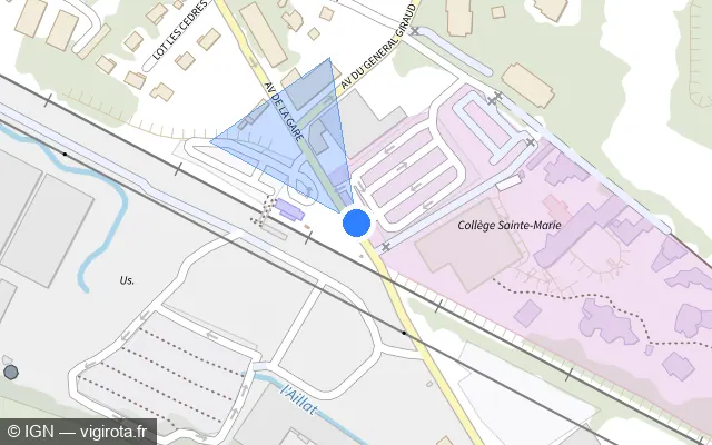 Vue plan de l'emplacement du radar de passage à niveau à La Verpillière