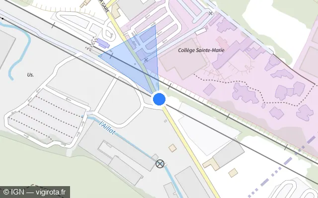 Vue plan de l'emplacement du radar de passage à niveau à Villefontaine