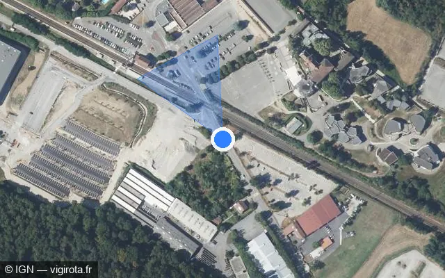 Vue satellite de l'emplacement du radar de passage à niveau à Villefontaine