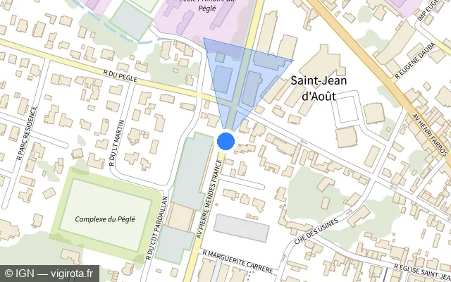 Vue plan de l'emplacement du radar de feu rouge à Mont-de-Marsan