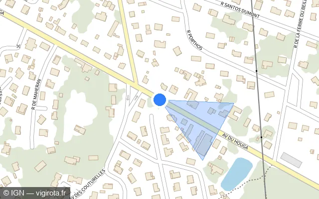 Vue plan de l'emplacement du radar de feu rouge à Mont-de-Marsan