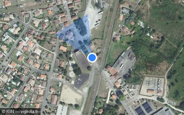 Vue satellite de l'emplacement du radar de passage à niveau à Rion-des-Landes