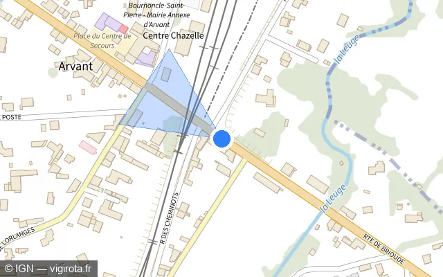 Vue plan de l'emplacement du radar de passage à niveau à Vergongheon