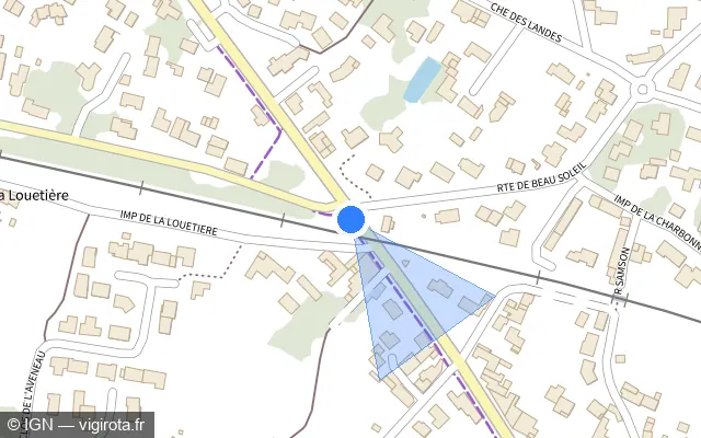 Vue plan de l'emplacement du radar de passage à niveau à La Haie-Fouassière