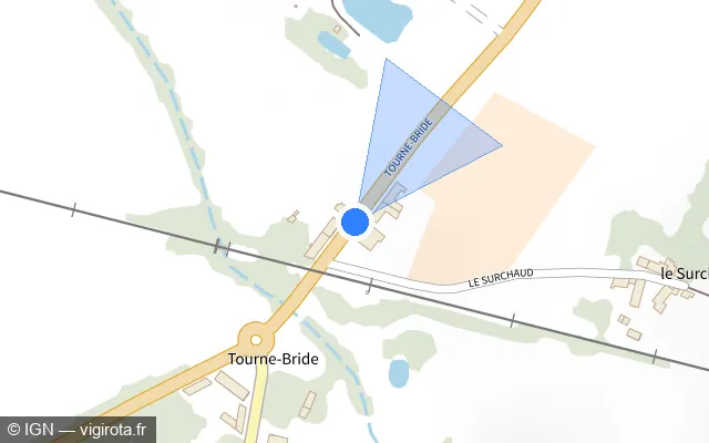 Vue plan de l'emplacement du radar de passage à niveau à Sainte-Pazanne