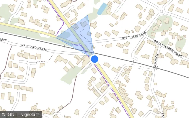 Vue plan de l'emplacement du radar de passage à niveau à La Haie-Fouassière