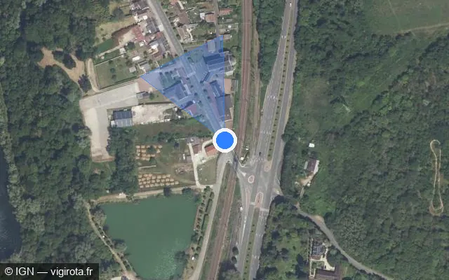 Vue satellite de l'emplacement du radar de passage à niveau à Fontenay-sur-Loing