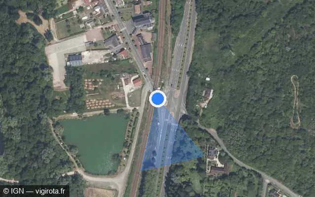 Vue satellite de l'emplacement du radar de passage à niveau à Fontenay-sur-Loing